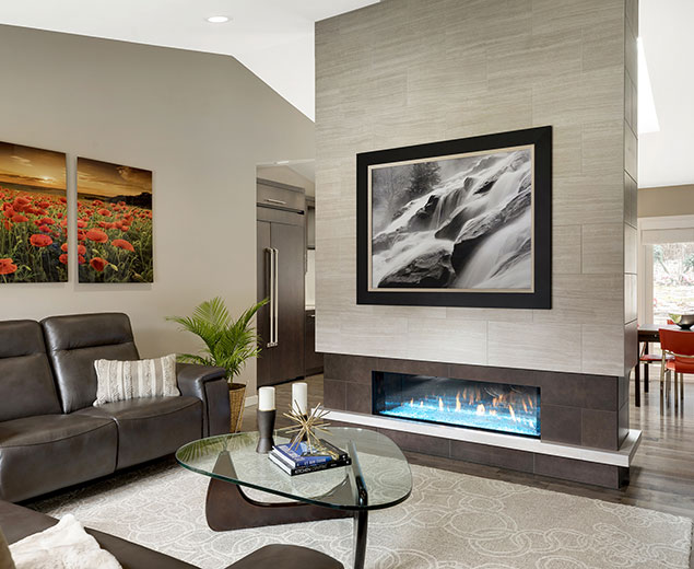 Modern fireplace remodel with minimalist design elements