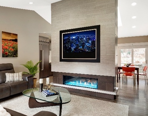 Modern fireplace after remodel