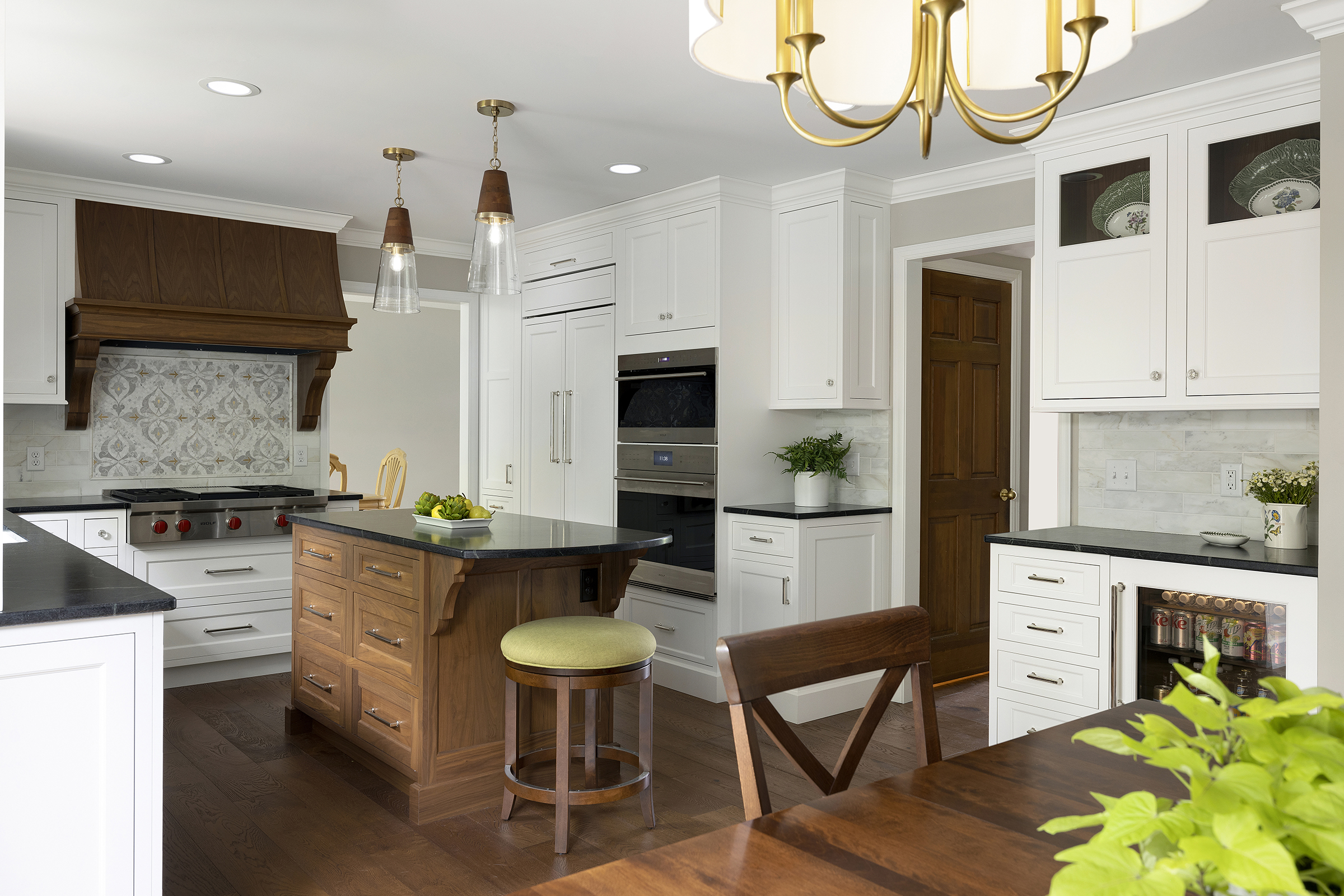 Fall 2024 Remodelers Showcase home - Kitchen remodel with wood lower cabinets and white upper cabinets