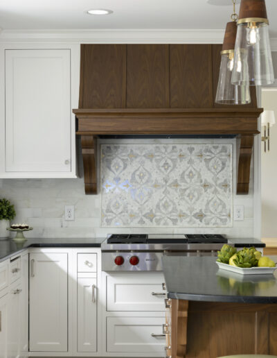 Fall 2024 Remodelers Showcase home - Kitchen remodel with wood lower cabinets and white upper cabinets