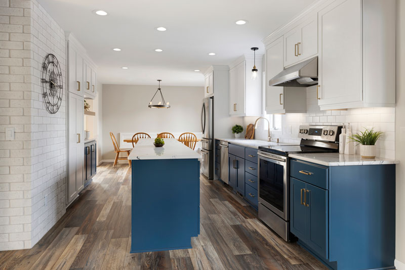 Portfolio-Kitchen Kitchen remodel with waterfall countertop on the large island