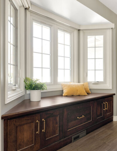 Custom bench seating in kitchen renovation.