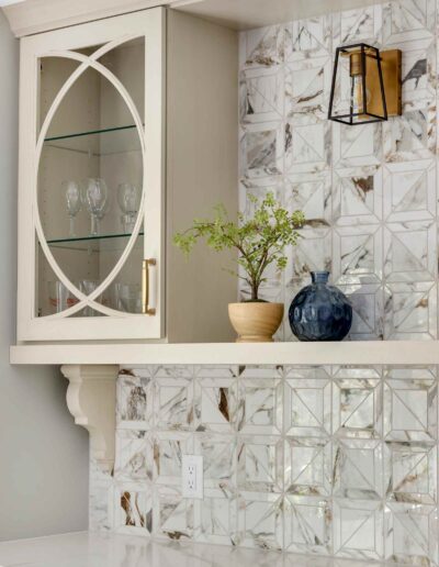 Custom backsplash design for kitchen and dining room.